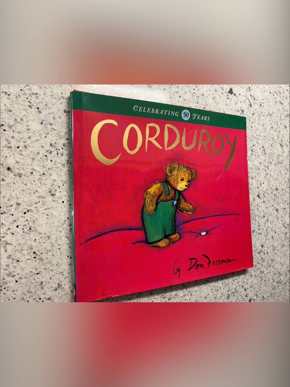Corduroy 50th Anniversary Book with Cover - Red with Green Accents